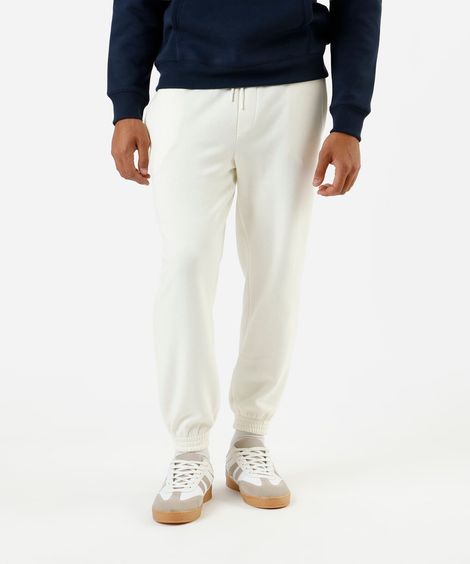 calça jogger masculina de moletom básica off white