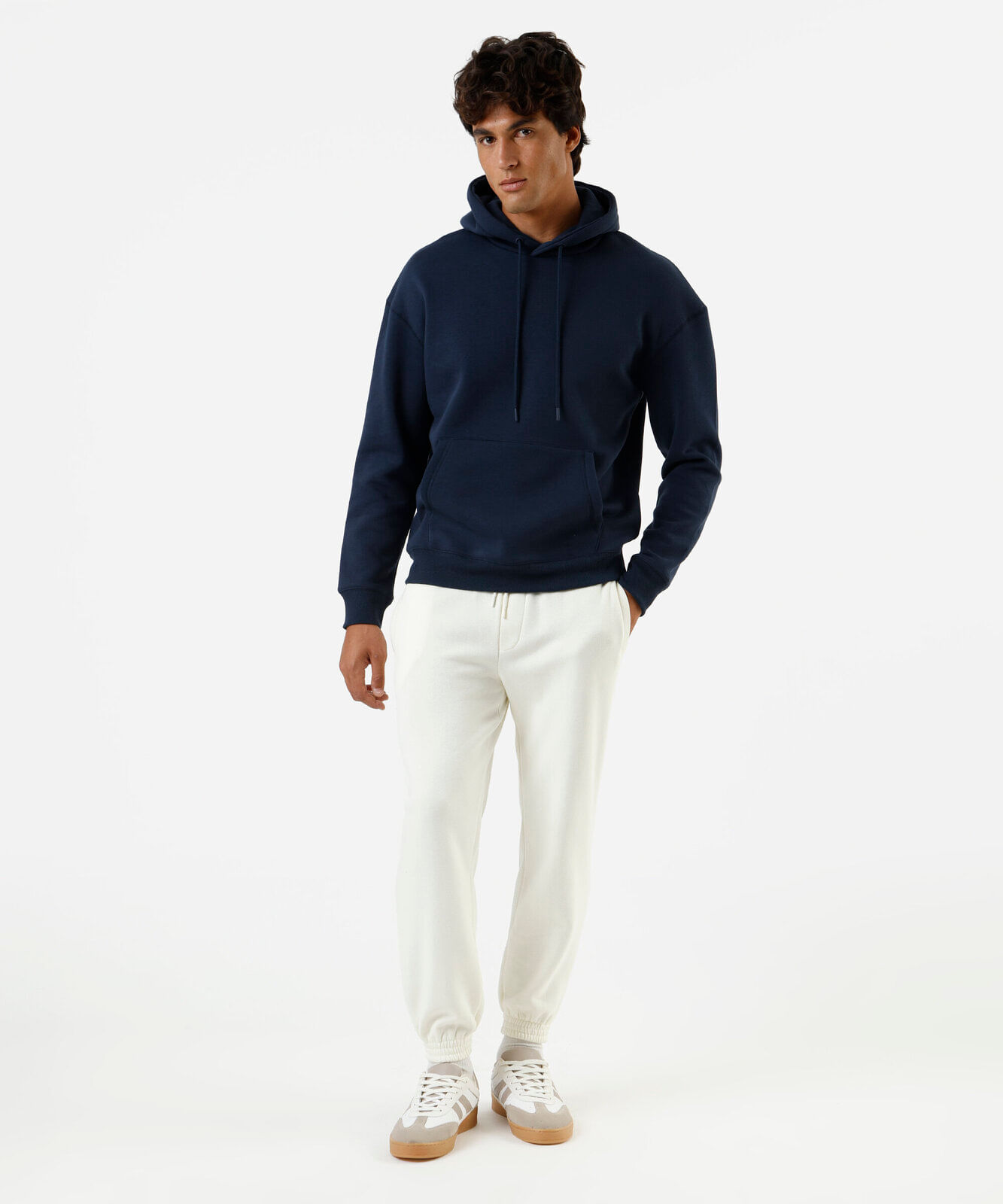 calça jogger masculina de moletom básica off white