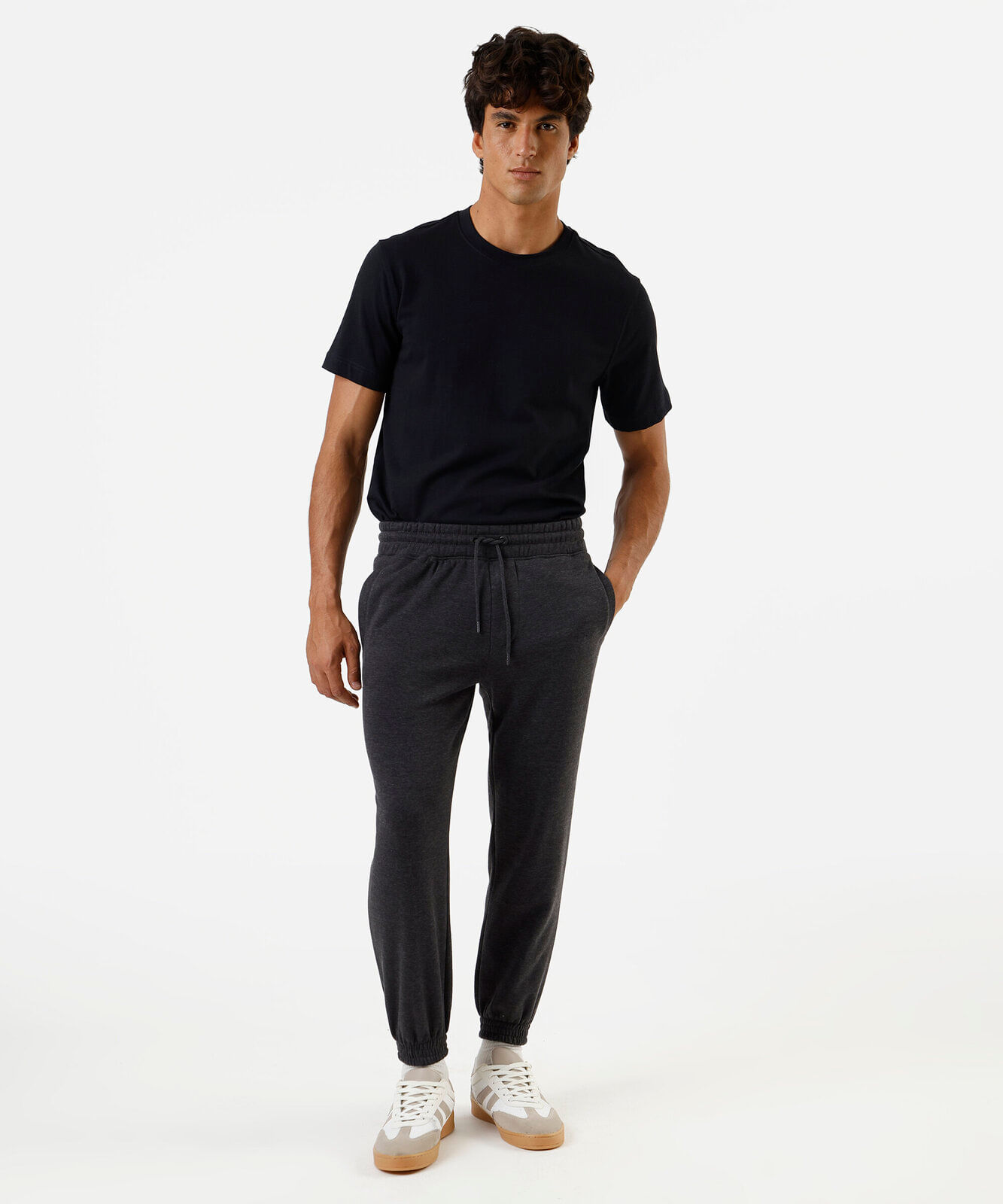 calça jogger masculina de moletom básica cinza