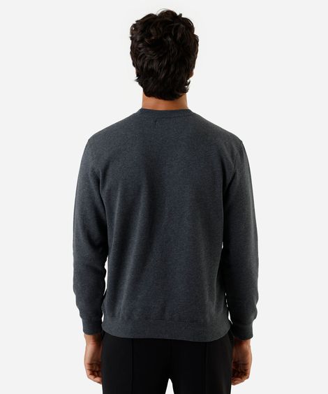 blusão básico masculino de moletom gola redonda manga longa cinza