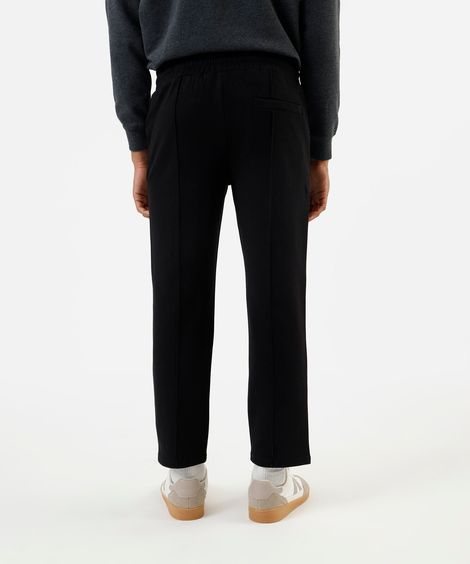 calça reta masculina com nervuras cós elástico preta