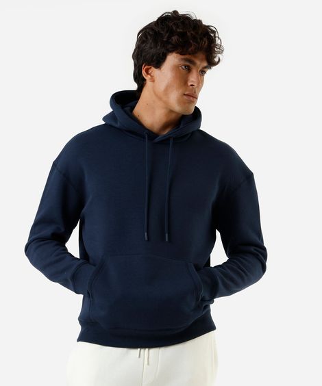 blusão masculino de moletom com capuz oversized azul