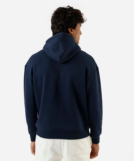 blusão masculino de moletom com capuz oversized azul