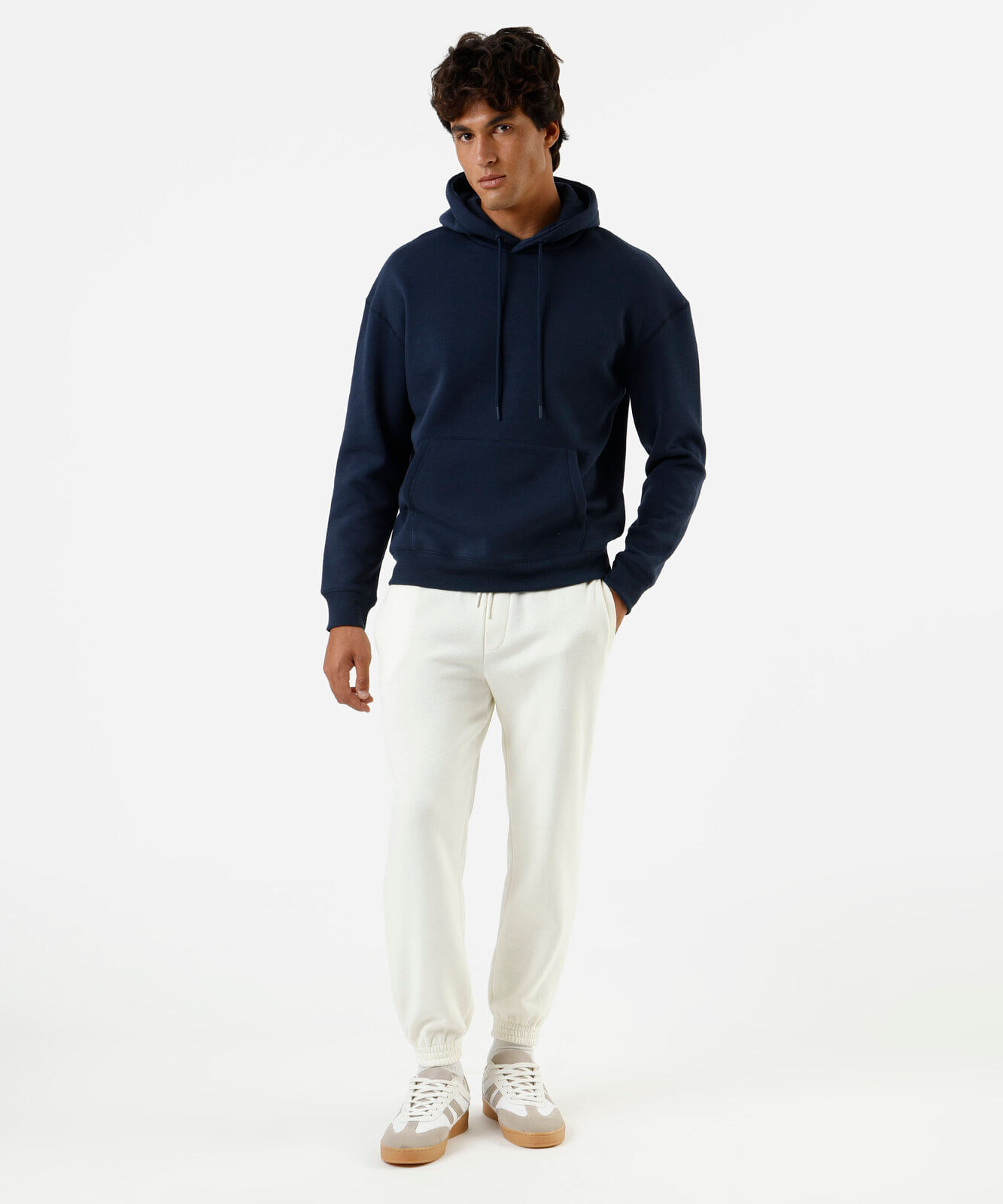 blusão masculino de moletom com capuz oversized azul