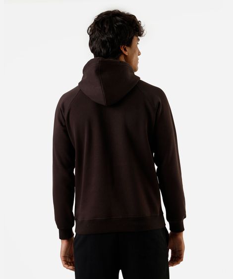 blusão básico masculino de moletom com capuz marrom