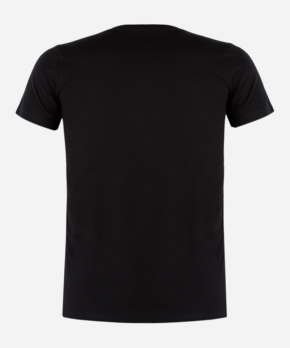 camiseta juvenil de algodão manga curta preta