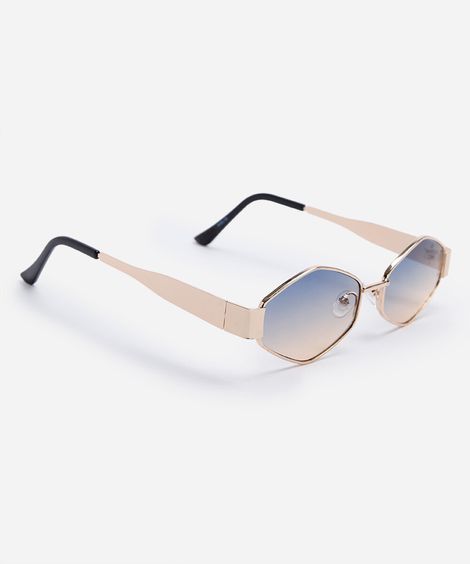 óculos de sol feminino oval de metal dourado
