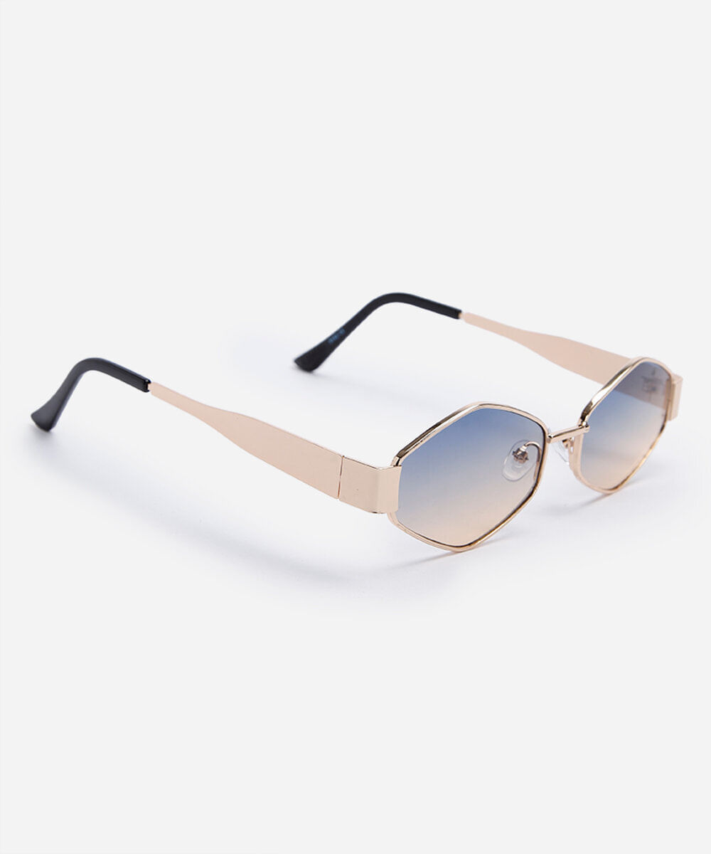 óculos de sol feminino oval de metal dourado