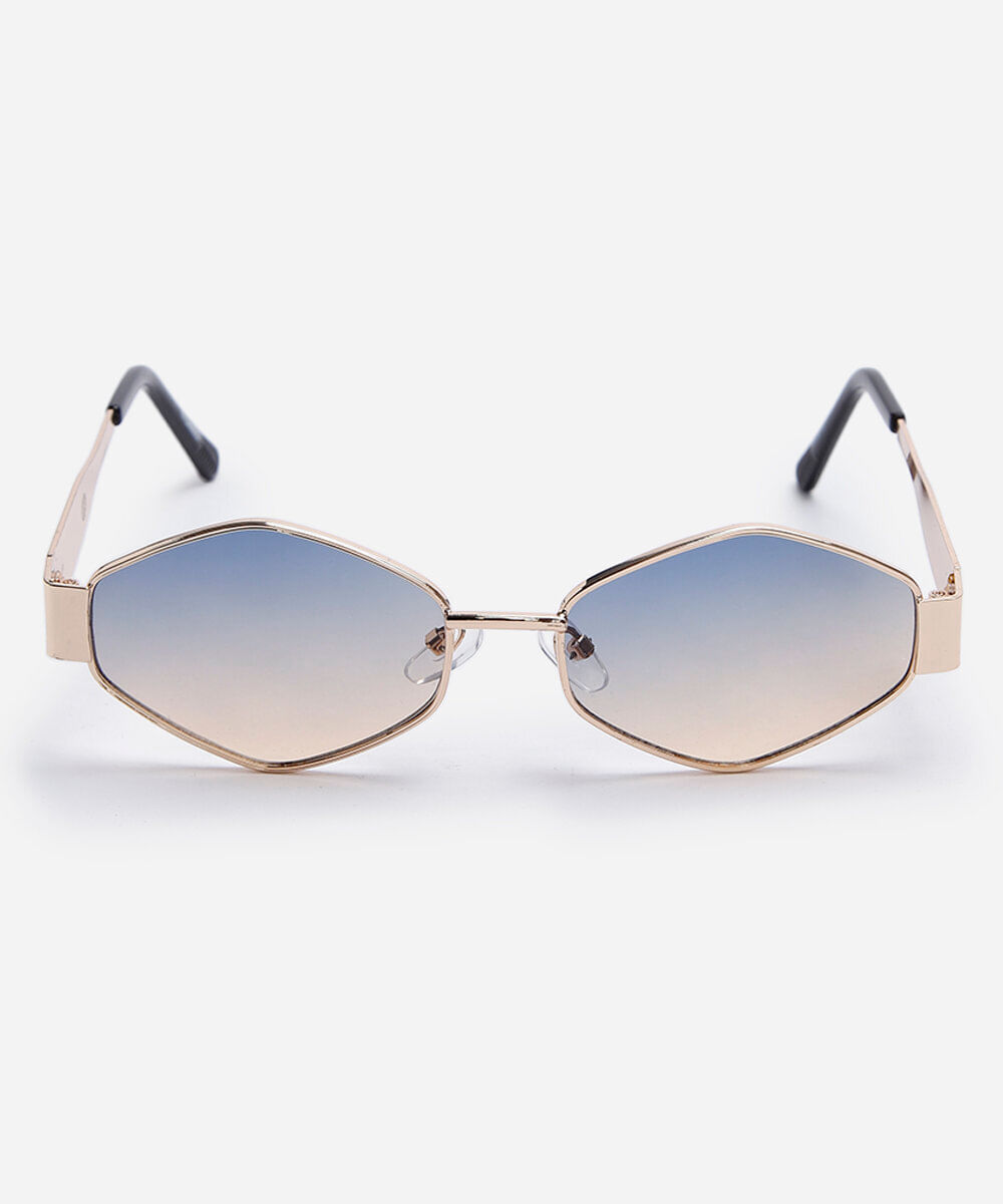 óculos de sol feminino oval de metal dourado