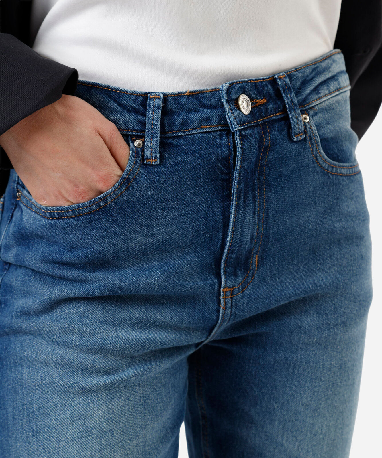 calça reta slim feminina jeans cintura alta azul