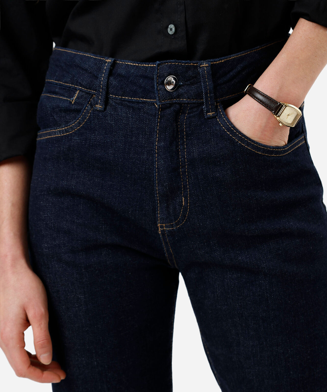 calça reta slim feminina jeans cintura alta azul