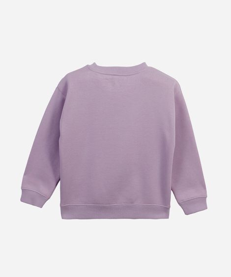 blusão infantil de moletom oversized com bordado lilás