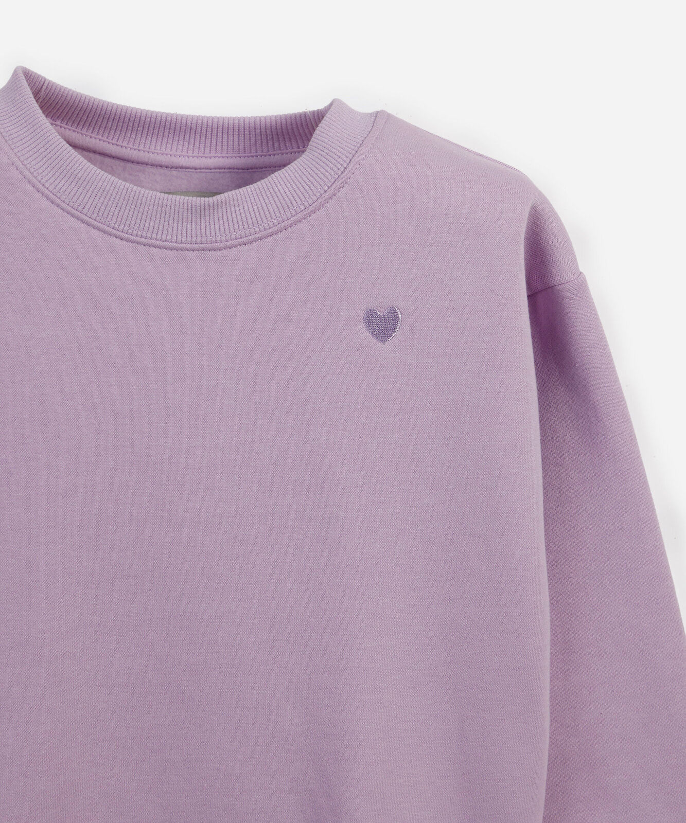 blusão infantil de moletom oversized com bordado lilás