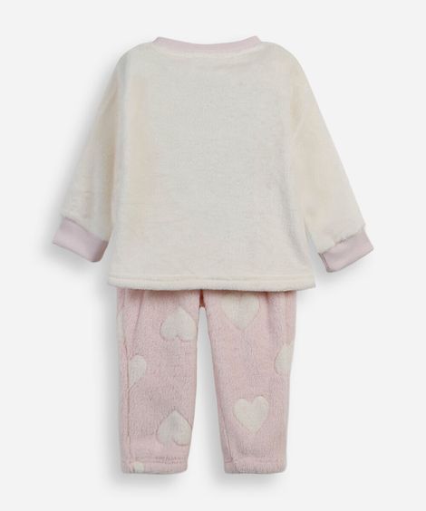 pijama infantil de pelúcia minnie  off white