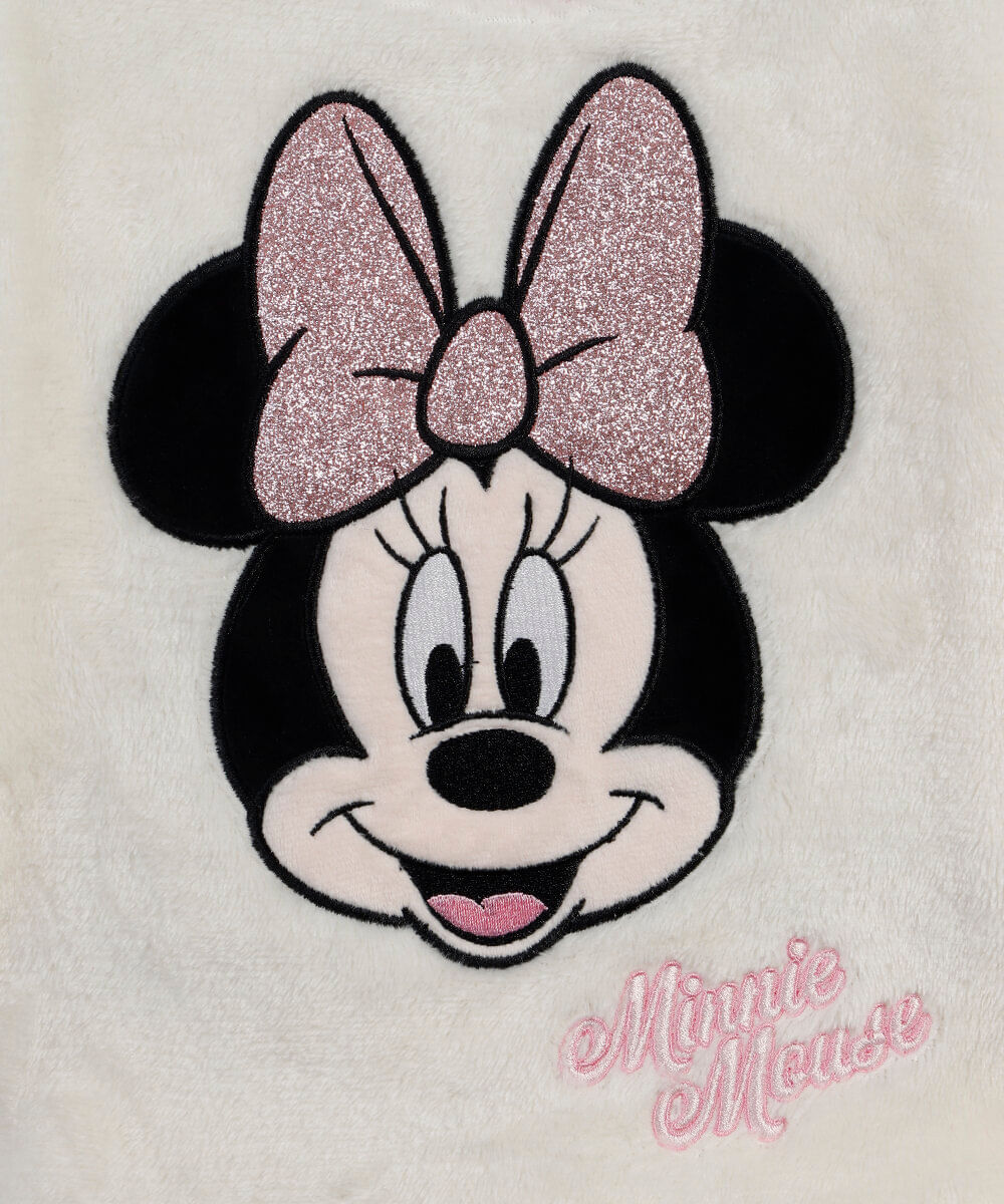 pijama infantil de pelúcia minnie  off white