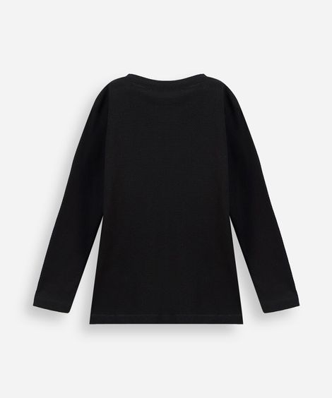 blusa infantil gola padre texturizada preta