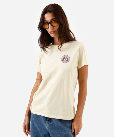 camiseta feminina de algodão manga curta guns and roses amarela