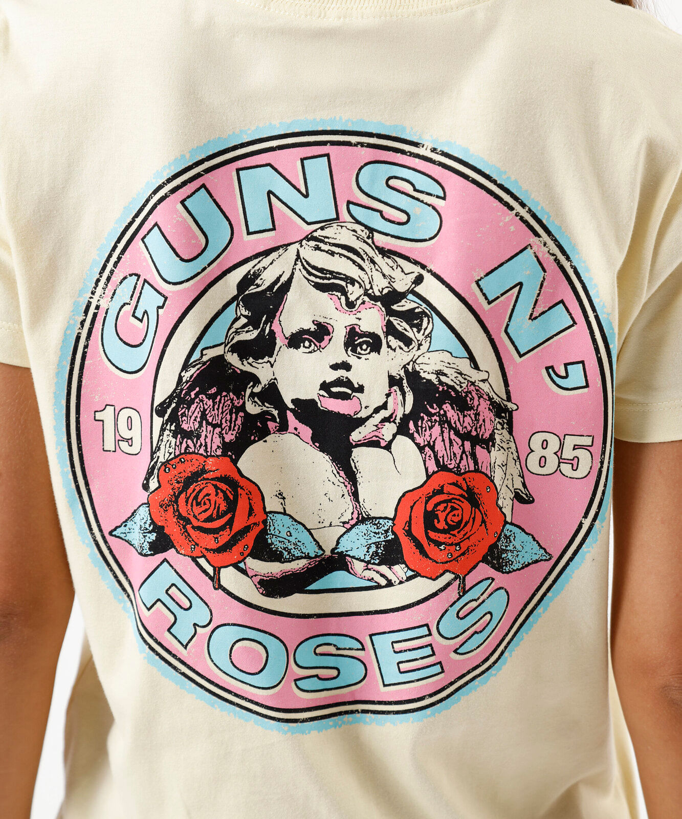 camiseta feminina de algodão manga curta guns and roses amarela