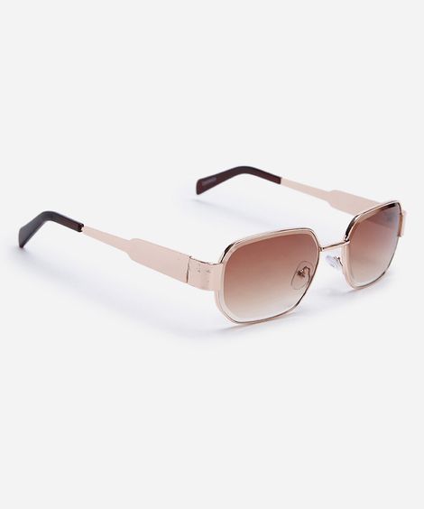 óculos de sol feminino quadrado de metal dourado