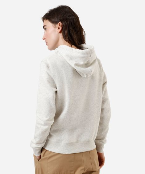 blusão feminino de moletom com capuz e bordado cinza