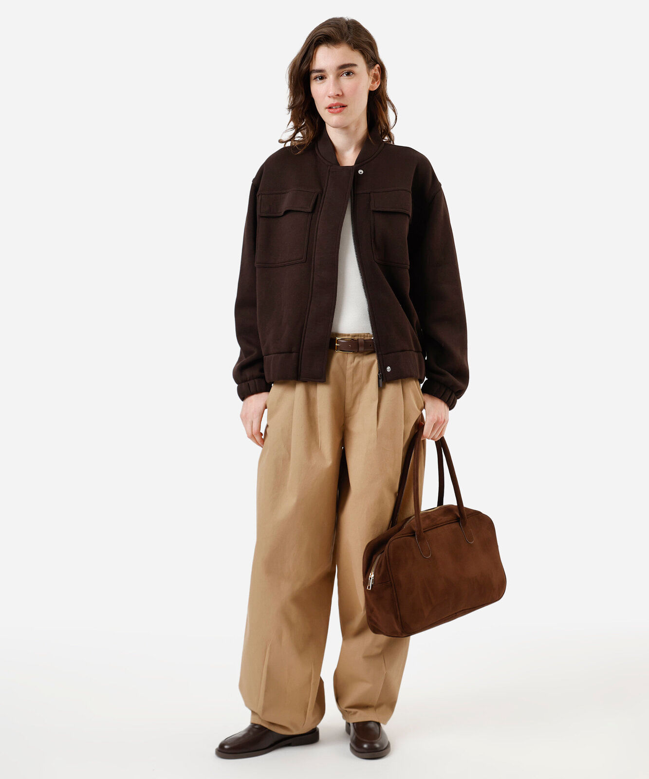 jaqueta bomber feminina de moletom marrom