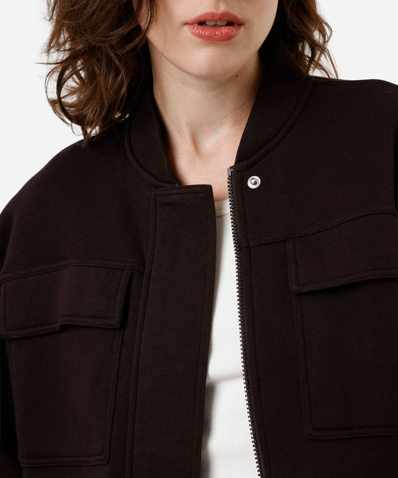 jaqueta bomber feminina de moletom marrom