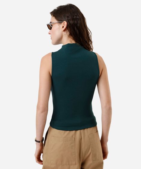 blusa feminina de algodão gola alta canelada verde