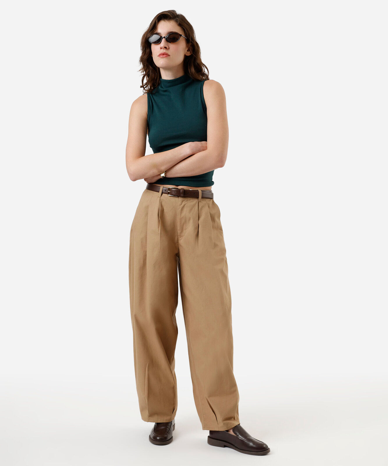 blusa feminina de algodão gola alta canelada verde