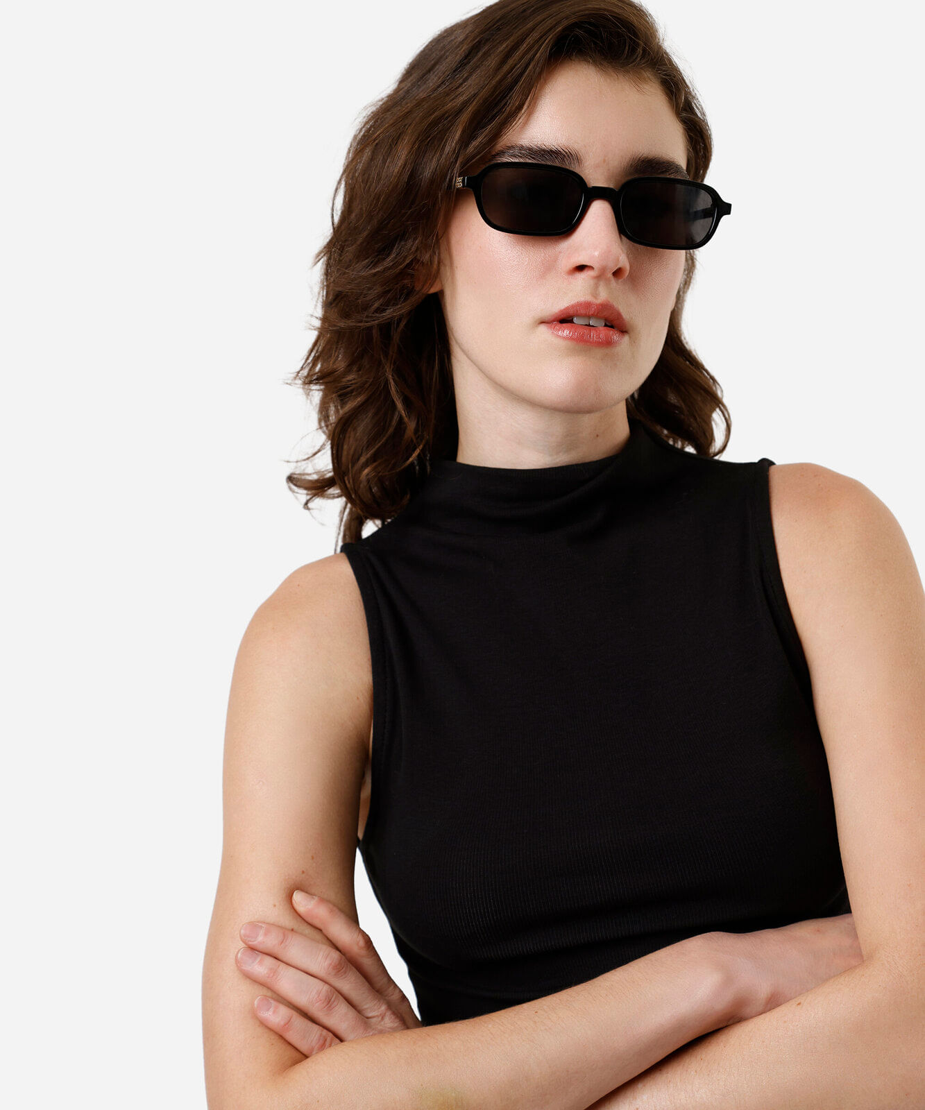 blusa feminina de algodão gola alta canelada preta