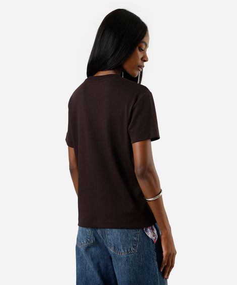 camiseta básica de algodão peruano marrom