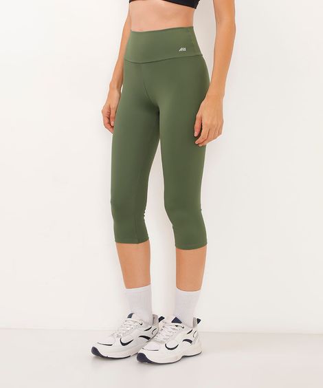 calça corsário básica cós largo esportiva verde