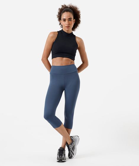 calça legging feminina básica cós largo esportiva ace azul
