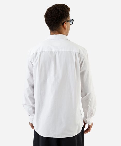 camisa manga longa com bolso branco