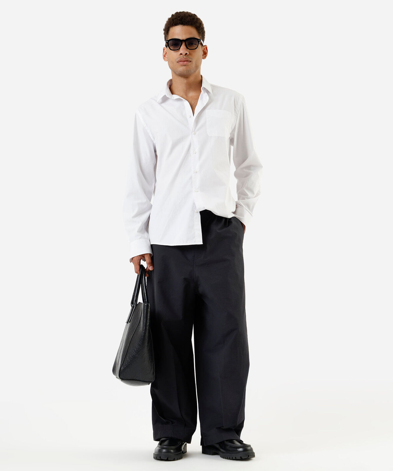 camisa manga longa com bolso branco