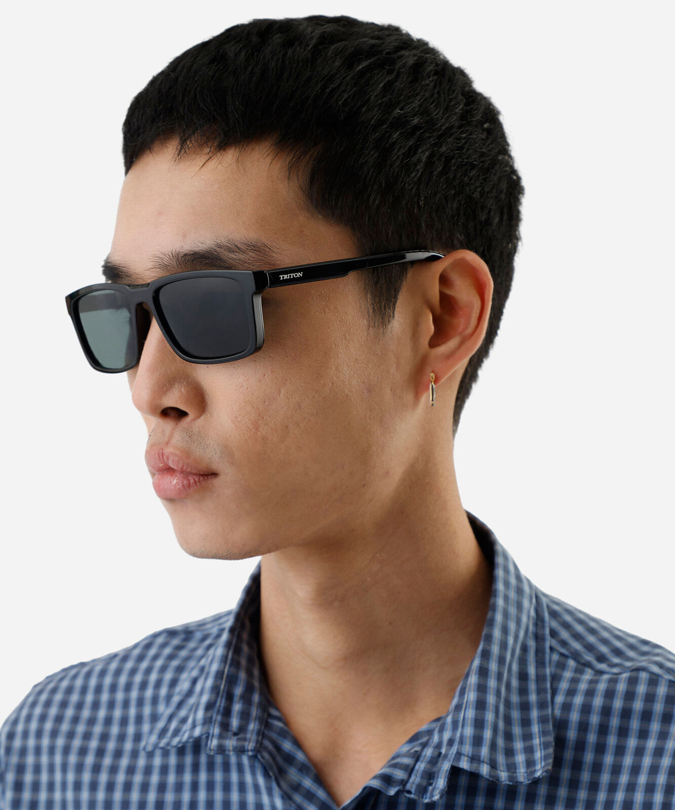 óculos de sol masculino quadrado de acetato triton preto
