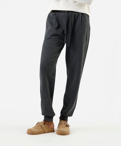 calça de moletom jogger com felpa - chumbo