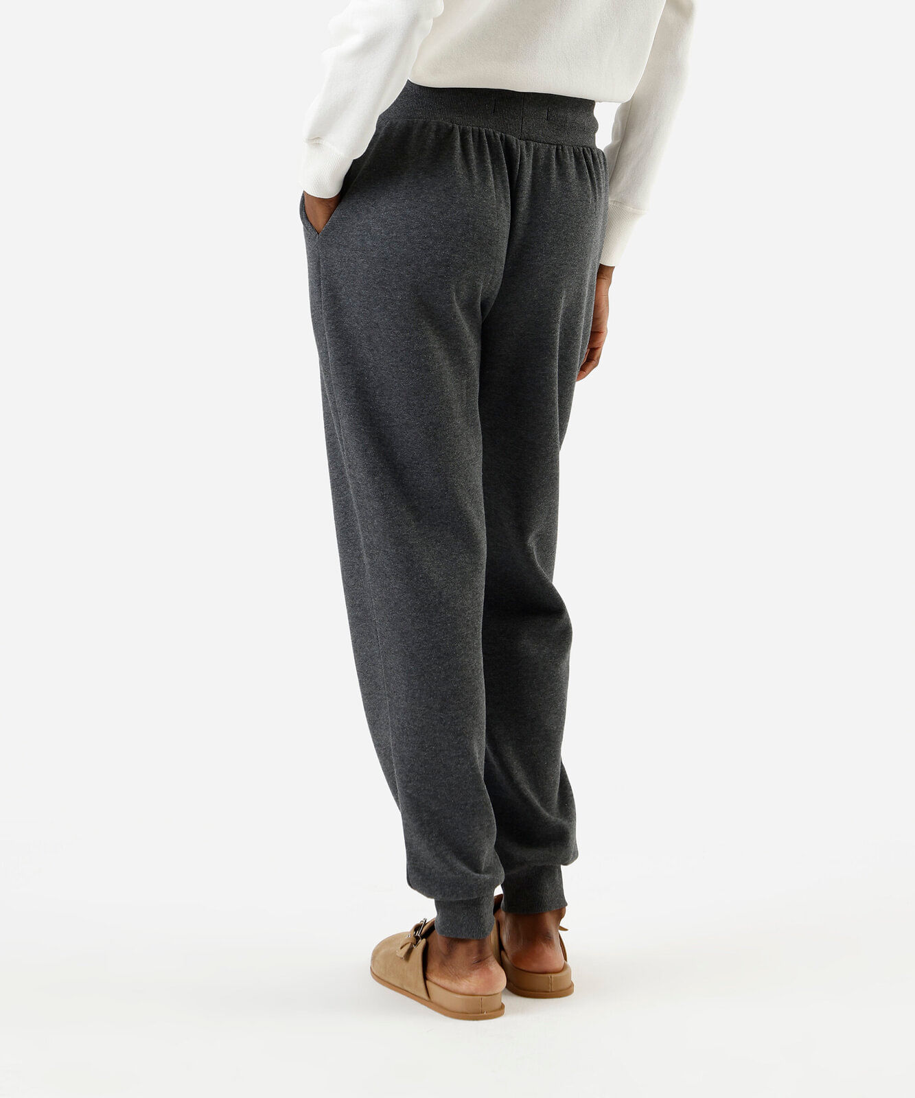 calça de moletom jogger com felpa - chumbo