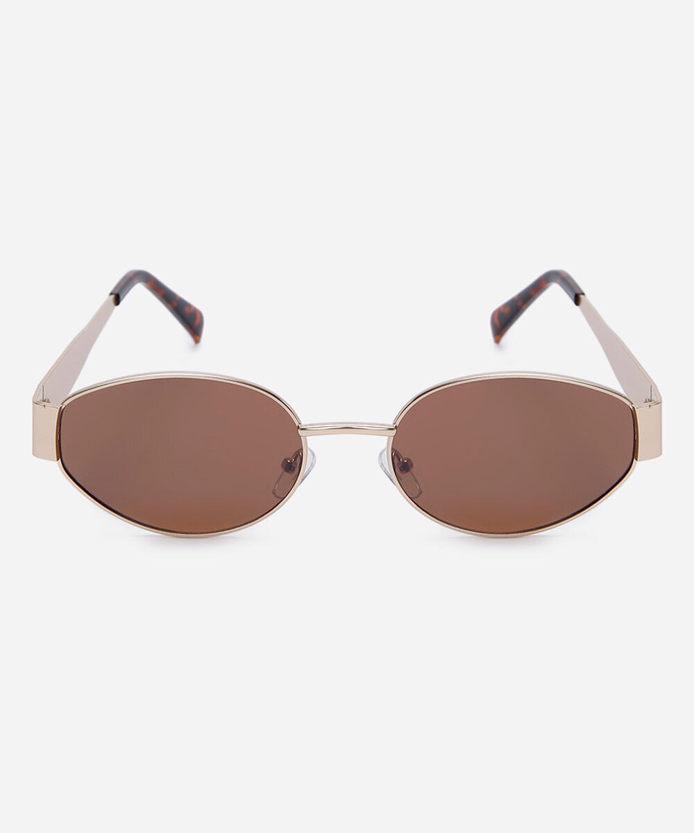 óculos de sol feminino redondo de metal triton dourado