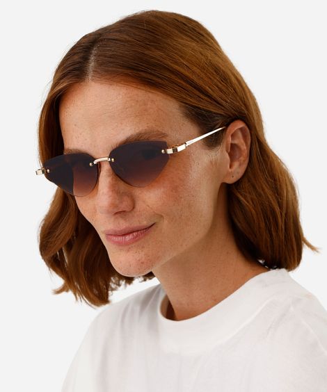 óculos de sol feminino gatinho de metal triton dourado