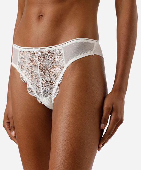 kit de 2 calcinhas feminina fio dental com renda floral colorido