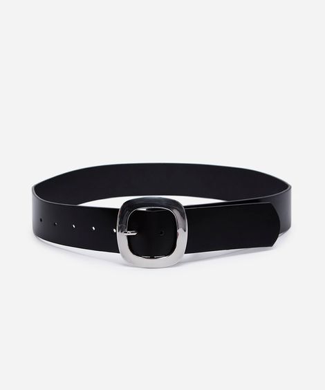 cinto largo com fivela quadrada mindset - preto
