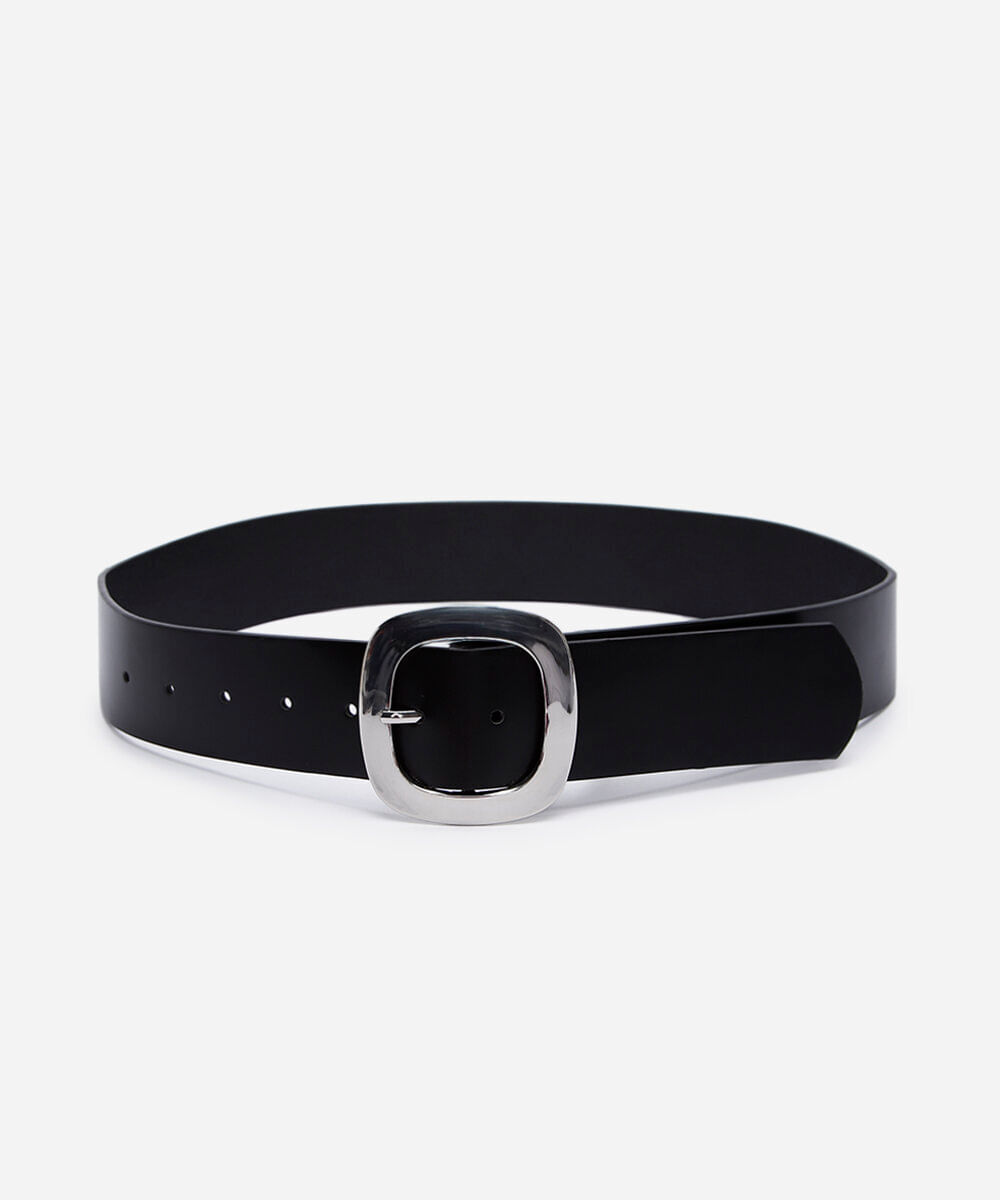 cinto largo com fivela quadrada mindset - preto
