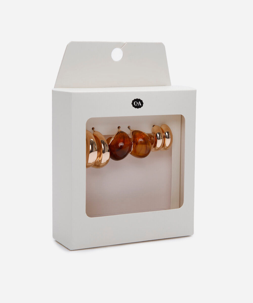 kit de 3 brincos argolas bold douradas