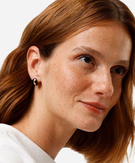 kit de 3 brincos com resina dourado