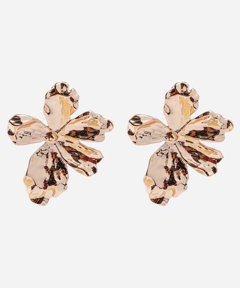 brinco feminino flor dourado dourado