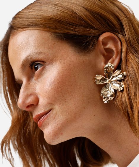 brinco feminino flor dourado dourado