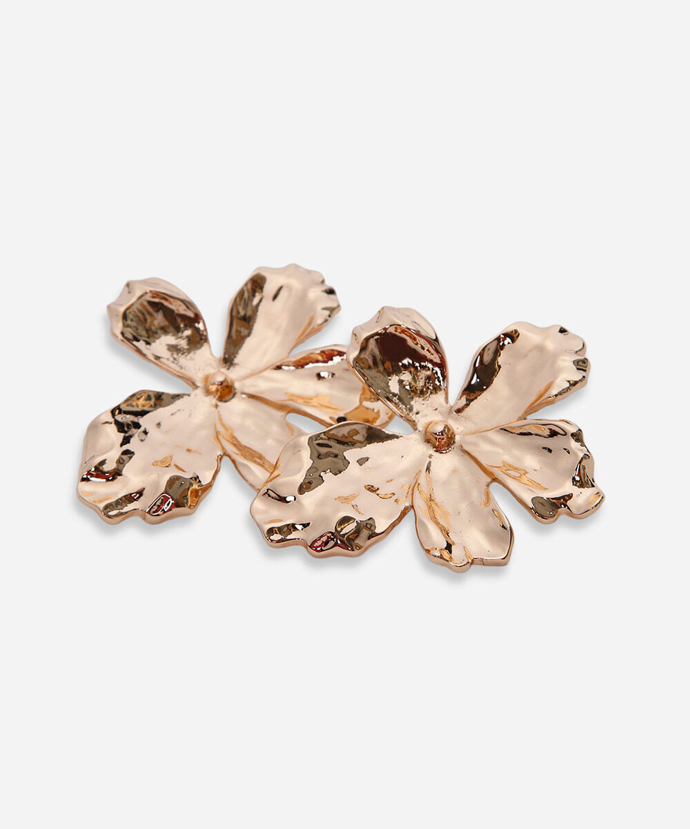 brinco feminino flor dourado dourado