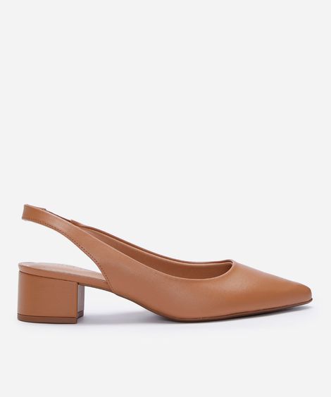 scarpin slingback bico fino salto grosso beira rio marrom