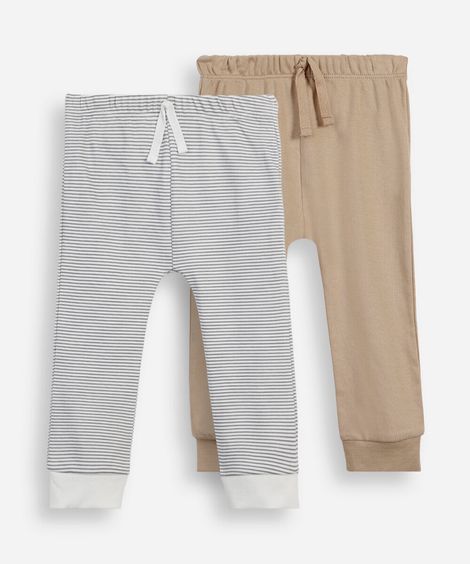 kit de 2 calças jogger infantil de algodão colorido