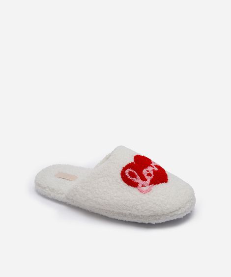pantufa texturizada love off white